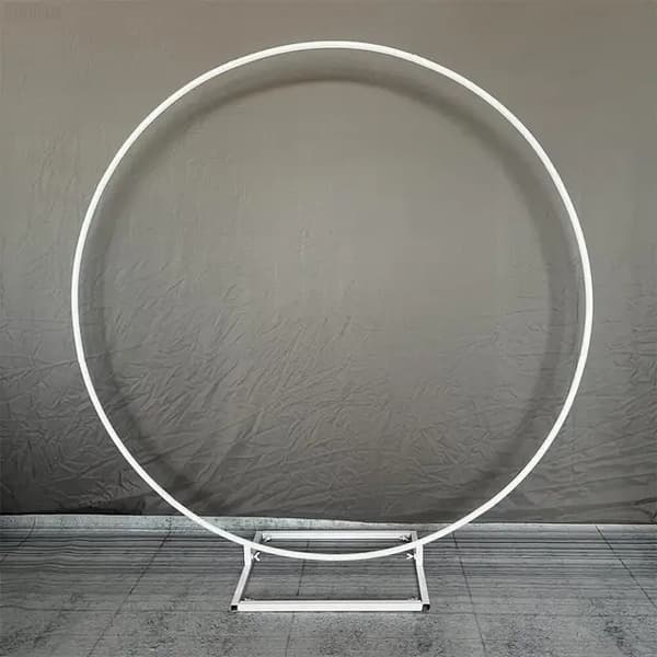 Bryllup wedding ballonbue, metal cirkelstander, rund baggrundsbue ramme, 1,8m (70,8in), Hvid-firkantet base