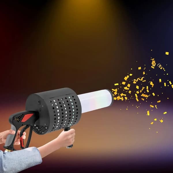 CO2 Konfetti Maskine, Manuel Betjening, LED Belysning, Lang Sprøjtedistance
