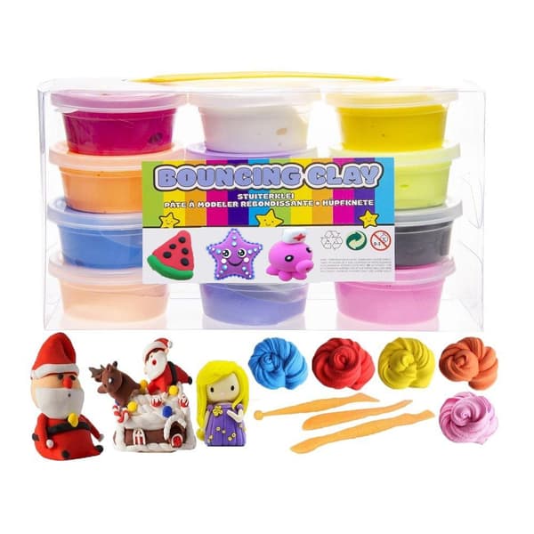 12-Pack Mjuk och Stretchy Bouncing Clay / Fluffy Slime