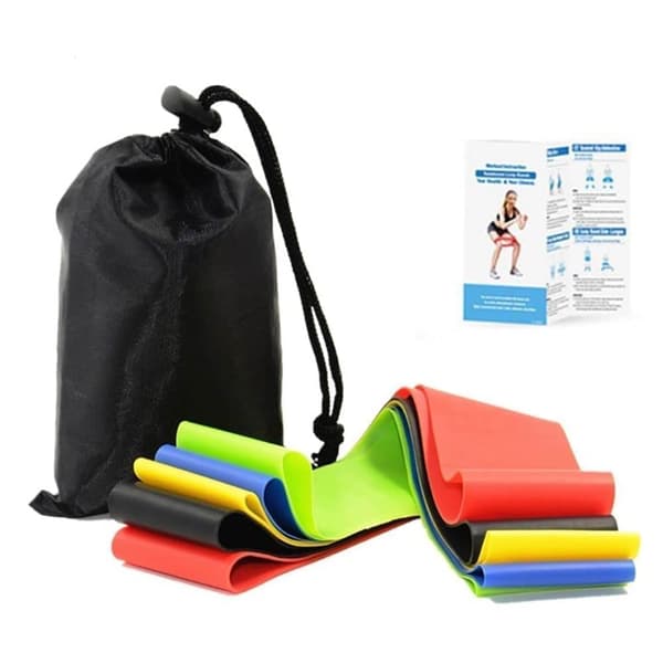 Träningsband Latexfri motståndsband 5-pack m instruktioner yoga