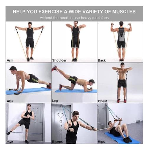 11-delar Träningsband, Motståndsband, yoga, rehab