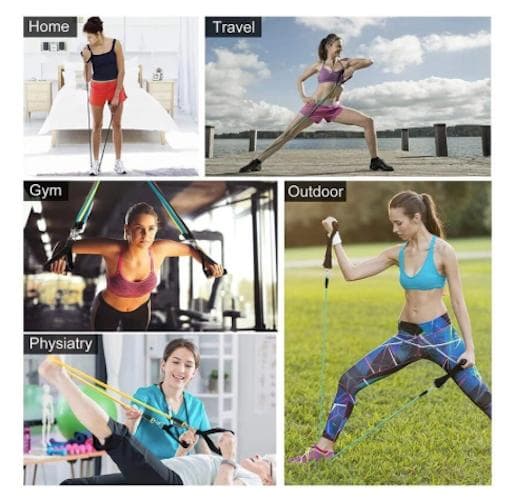 11-delar Träningsband, Motståndsband, yoga, rehab