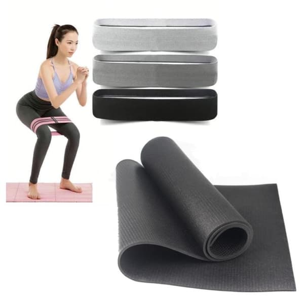 Træningssæt - Yogamåtte/yogamåtte, 3-delt Booty band, Træningsbånd