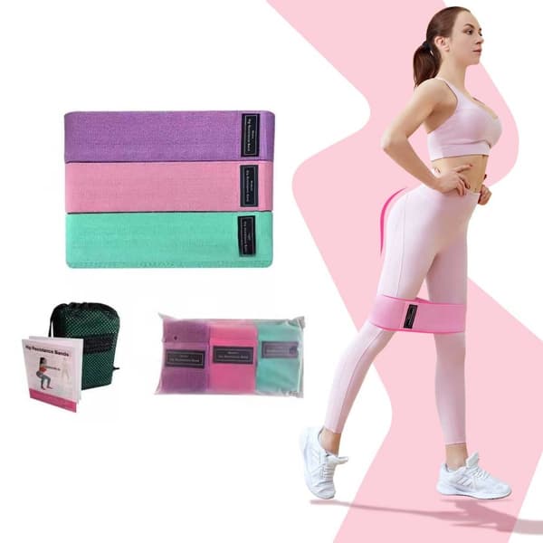 3-pack Träningsband Motståndsband i Tyg för Träning Yoga Hemma