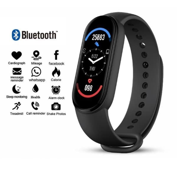 Den svarta -M6 Smartwatch för män och kvinnor, Fitness Tracker, Puls, Vattentät, för Xiao