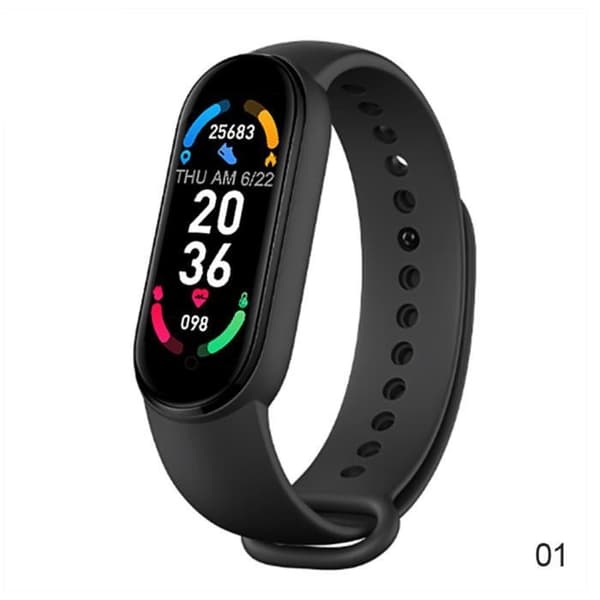 Den svarta -M6 Smartwatch för män och kvinnor, Fitness Tracker, Puls, Vattentät, för Xiao