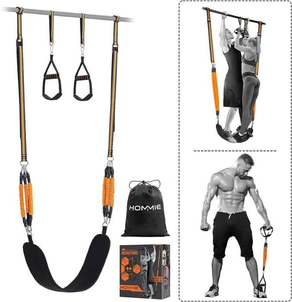 Hommie motståndsband för dragmuskelträning 6 justerbara elastiska remmar 326KG justerbart motstånd