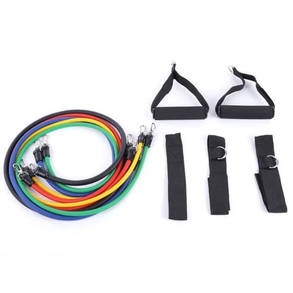 Latex Resistance Band - Set med 11 delar - Vadderade skumhandtag