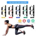 Miniatyrbild 3 av 4: Elastiska motståndsband Fitness Träning Yoga Pilates Muskelstyrka Ben skinkor SVART 35lb wow5056