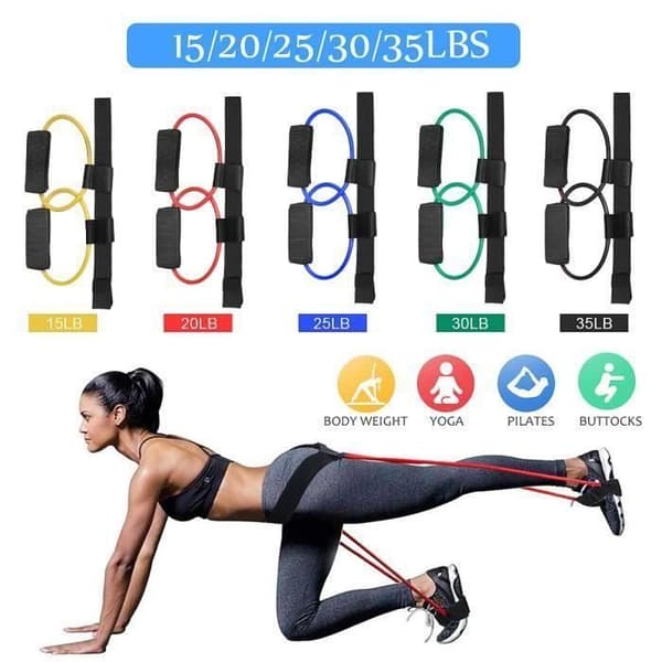 Elastiska motståndsband Fitness Träning Yoga Pilates Muskelstyrka Ben skinkor SVART 35lb wow5056