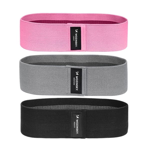 Wozinsky sett med 3x stoffmotstandsbånd, minibånd for yoga fitness crossfit-øvelser (WFB-01)