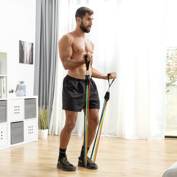 Set med motståndsband, tillbehör och träningsguide Rebainer InnovaGoods 5 antal