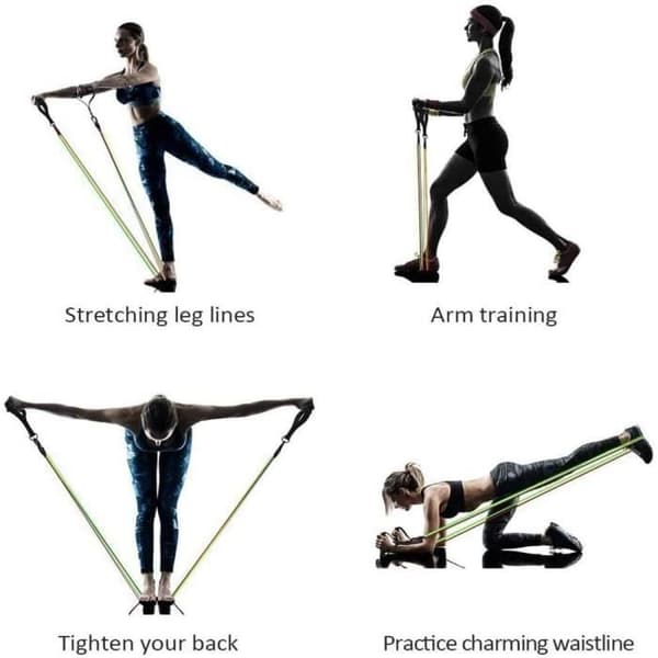 Resistance Bands Elastiskt Set, Artizlee Kit med 11 Bodybuilding Tillbehör - Fitness Band Elastisk Träning Yoga Pilates G