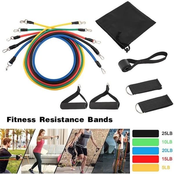 Elastiskt set 11 delar Sport Bodybuilding - Motståndsband - Elastiskt band Fitness Yoga, gå ner i vikt, gymträning