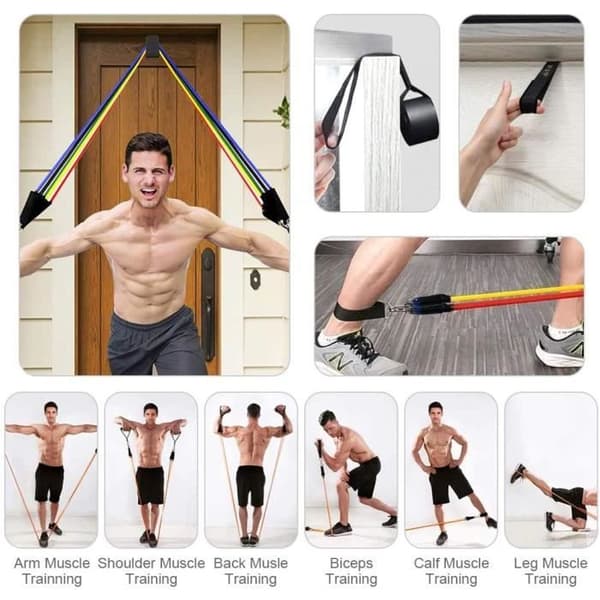 Resistance Bands Set, Elastisk styrketräning Fitness Band, 150LBS TPE träningsband för träning, gå ner i vikt, gym