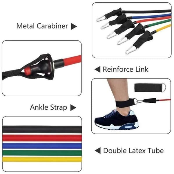 Elastic Resistance Band Set, Resistance Band Bodybuilding Kit - Elastiska träningsband för sport, yoga, rehabilitering [363]
