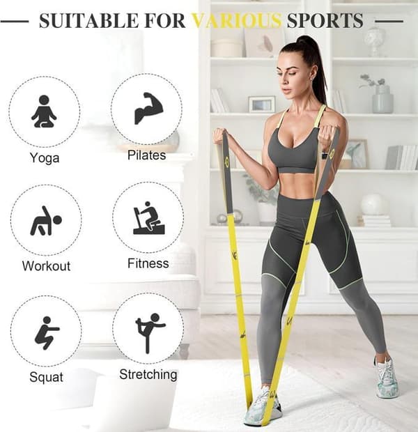 Elastic Bodybuilding - Resistance Band Elastiskt Fitness Band - 8 nivåer, gult - för Fitness Pilates Yoga Training
