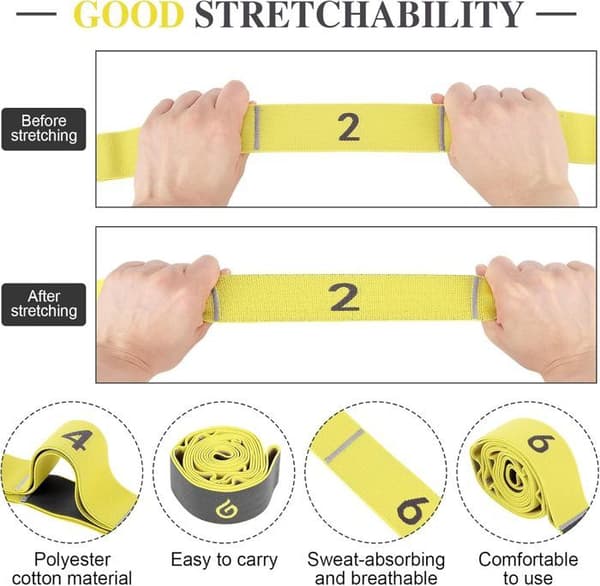 Elastic Bodybuilding - Resistance Band Elastiskt Fitness Band - 8 nivåer, gult - för Fitness Pilates Yoga Training