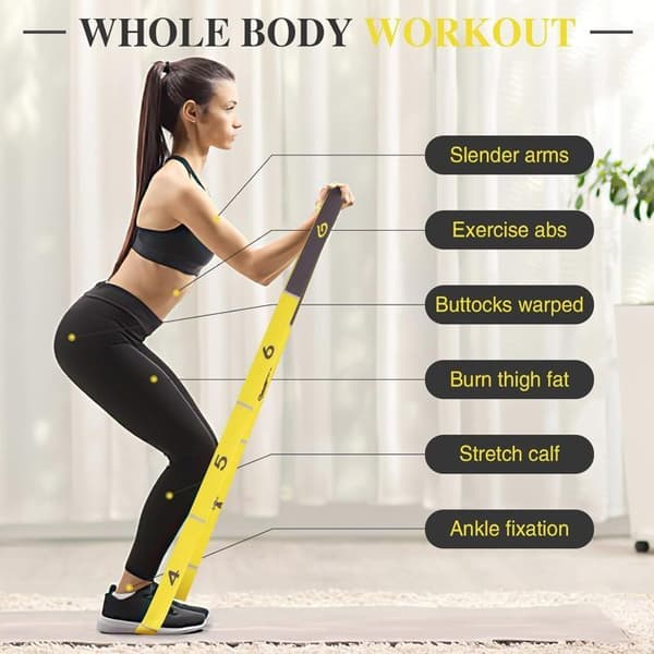 Elastic Bodybuilding - Resistance Band Elastiskt Fitness Band - 8 nivåer, gult - för Fitness Pilates Yoga Training