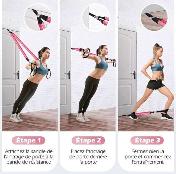 Pilates Bar Kit med 6 elastiska motståndsband 30-360 LBS, Elastic Bodybuilding Kit för män och kvinnor, Yoga Fitness