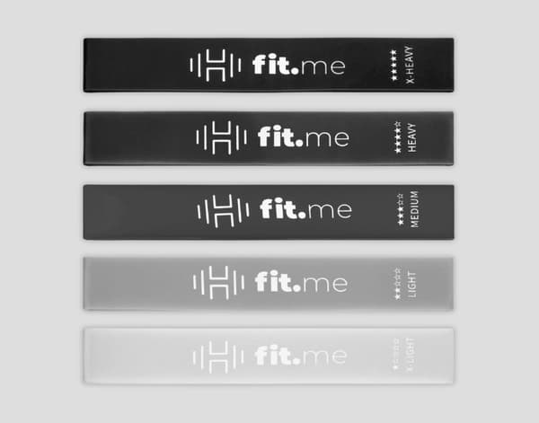 SET MED 5 MINIBAND TRÄNINGSBAND FIT.ME ELASTIC RESISTANCE BAND FEM ST.