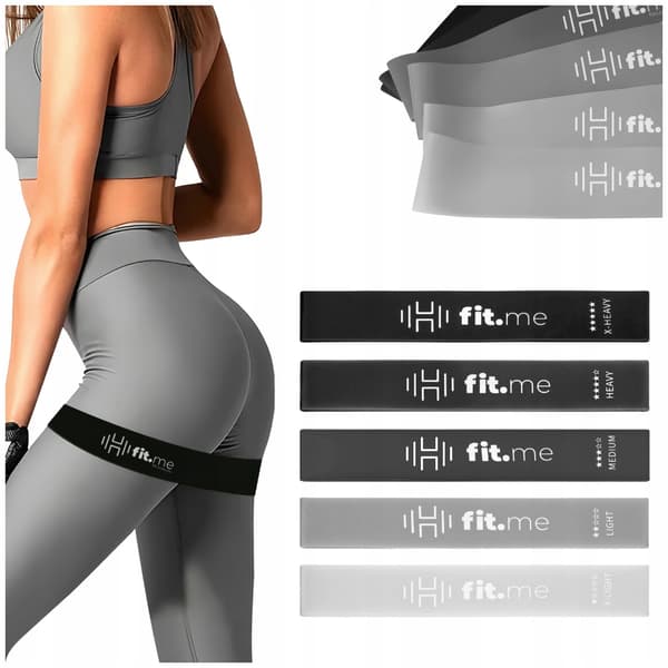 SET MED 5 MINIBAND TRÄNINGSBAND FIT.ME ELASTIC RESISTANCE BAND FEM ST.