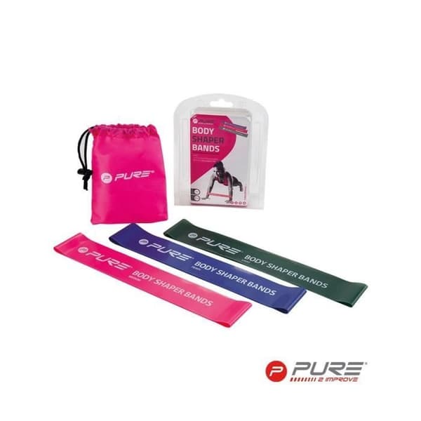 Pure2Improve body shaper kvinnors motståndsband - set om 3 - rosa/grön/blå