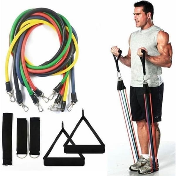 11 st/set Resistance Tubes Gym Fitness Workout Exercise Grips Yoga Band