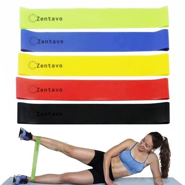 Resistance Band Set (5) ZENTAVO Bodybuilding Elastic Band Fitness Träningsutrustning för Bodybuilding Pilates Squat Sport.
