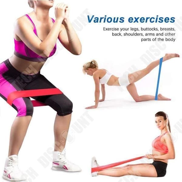 5-pack elastiska träningsband - Träningsband för Fitness Crossfit Pilates Yoga och fysioterapi - Multifunktionell