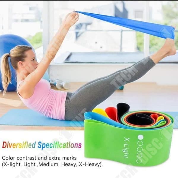 5-pack elastiska träningsband - Träningsband för Fitness Crossfit Pilates Yoga och fysioterapi - Multifunktionell