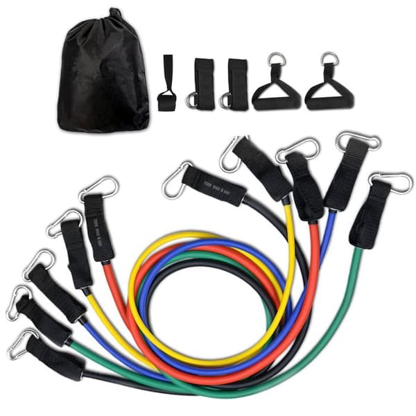 TD® Resistance Band - Elastiskt styrketräningsset - Latex Fitness Exercise - Kit med ankarhållarhandtag - Ankelrem