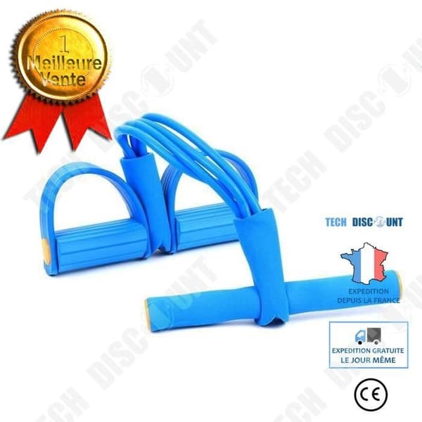 TD® Bodybuilding Kramp Midja Träning Yoga Extra tillbehör Sittande Pull Pedal Fyra Tube Pull - Modell: Blå