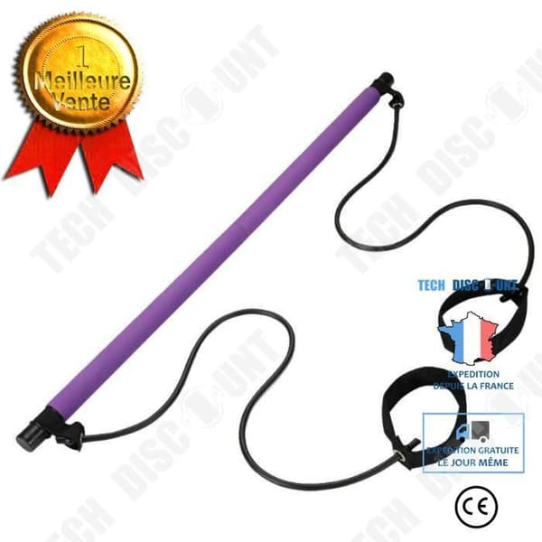TD® Pilates Bar Stick med Resistance Band för Hemgym Sport Workout d - Modell: LILA
