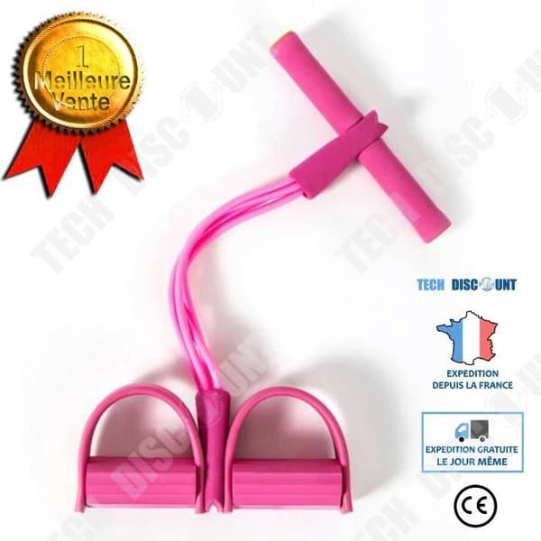 TD® Fitness Accessories - Styrketräning, 4 Tube Fitness Elastiskt dragrep Fotpedal Slim Body Yoga Motstånd - Rosa Typ