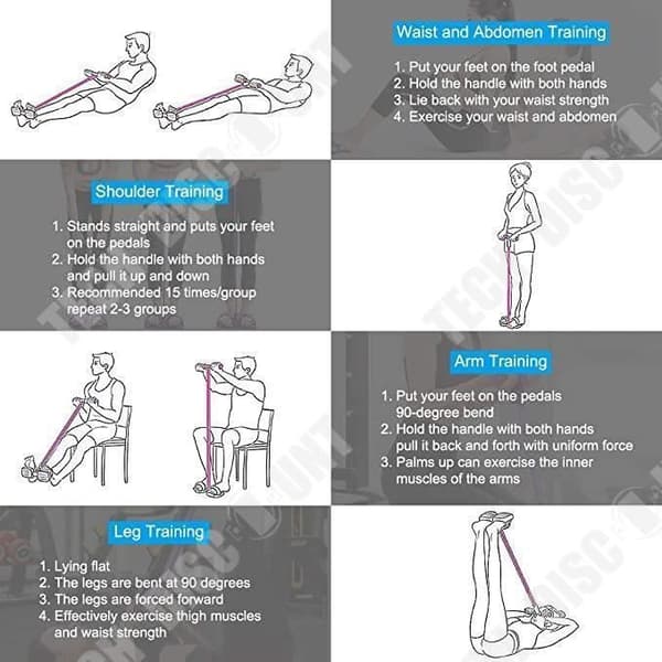 TD® Sport Hemutrustning, Multifunktionellt spännrep, Abs Ben Motståndsträning, Sit Up - 4 rör
