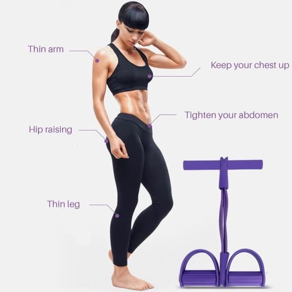 TD® Set med 4 multifunktionsmotståndsband för bentränare, yoga, fitness, fotpedal, sittande muskula