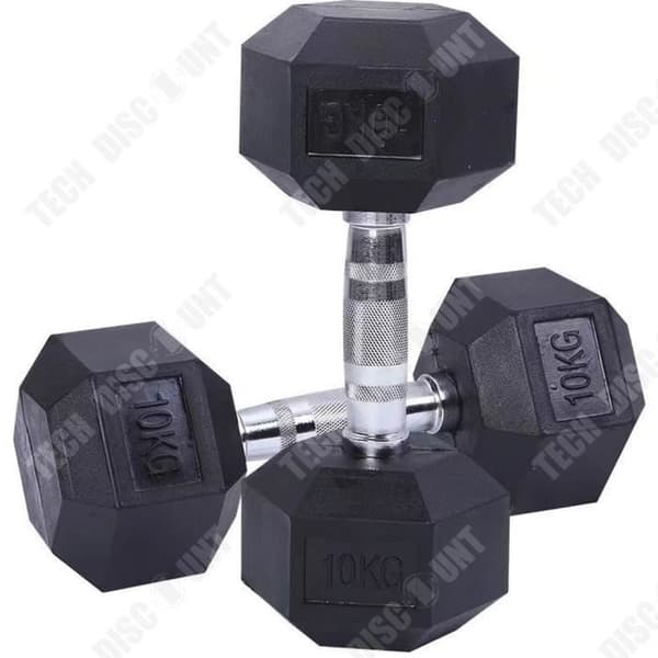 Sexkantig hantel - TD - Ekologisk gummi - Svart - 50 cm - Halkfri