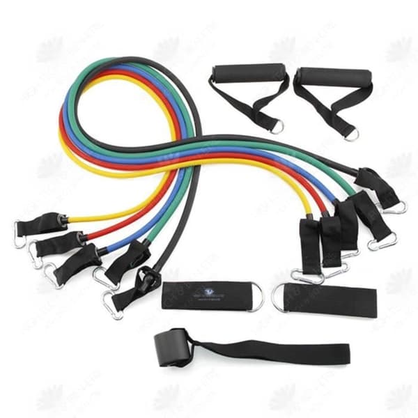 HTBE® latex motståndsbandspännare 11-delad kombination högkvalitativt skum fitness färg spännrep