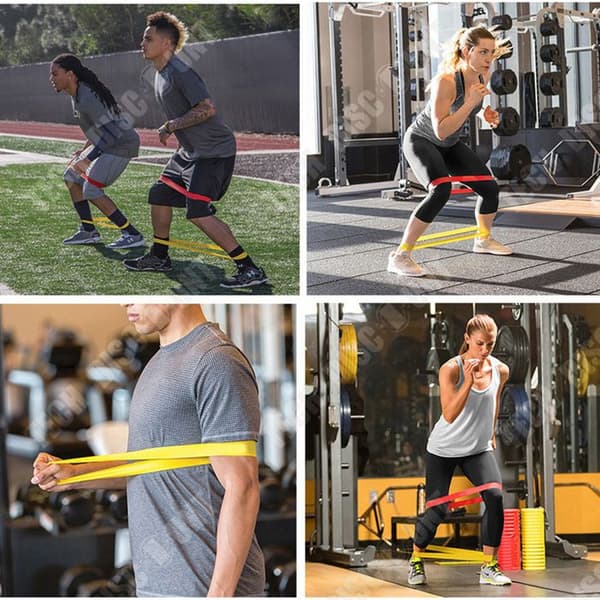 TD® Set med fem motståndsband för fitness elastiska band för yoga elastiska motståndsband av latex