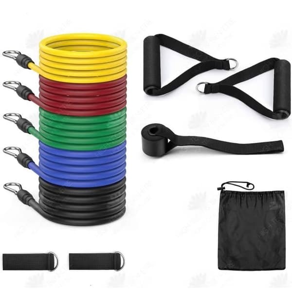 HTBE® Män Dam Fitness Bodybuilding Elastic Kit med grepp 11st motståndsband 5 nivåer Sportutrustning
