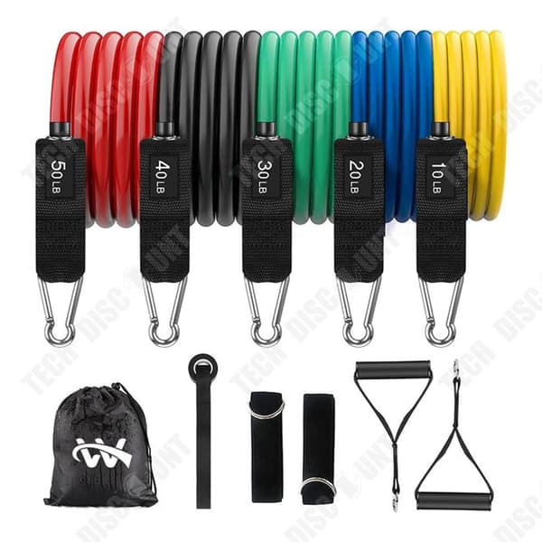 TD Elastic Bodybuilding Set med 5 elastiska bodybuilding band elastiskt sport motstånd band bodybuilding elastisk bodybuilding