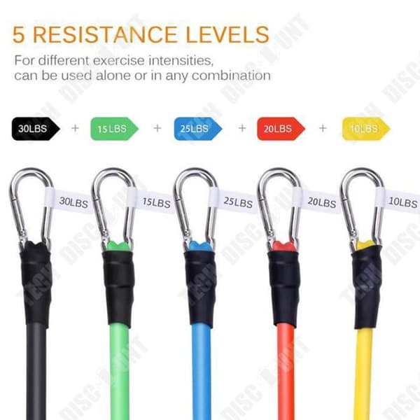 Resistance elastisk - Teknisk rabatt - Kit 12 band - Latex - 1,2 m - 6 m stretching
