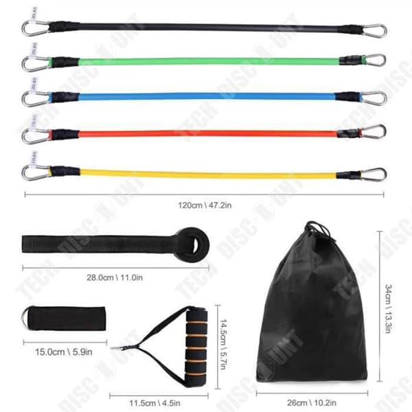 Resistance elastisk - Teknisk rabatt - Kit 12 band - Latex - 1,2 m - 6 m stretching