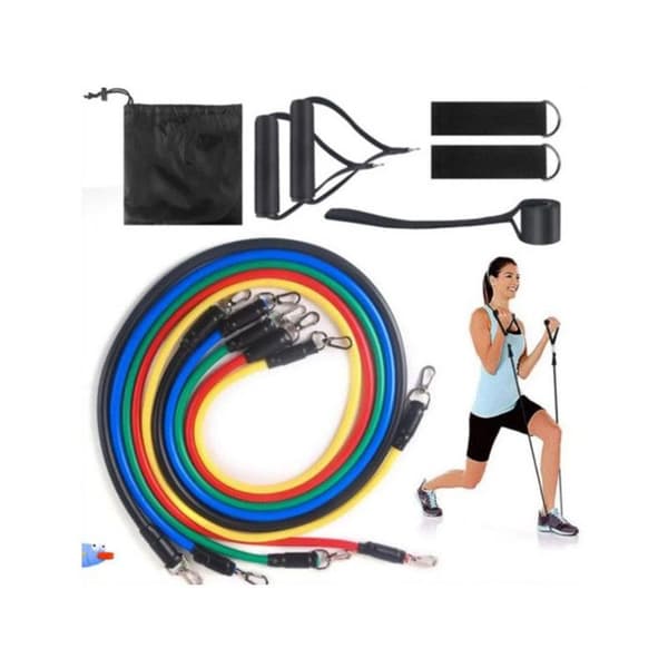 Resistance Fitness Band Set med 11 delar - träning, handtag, ankare, ankelrem, bärväska