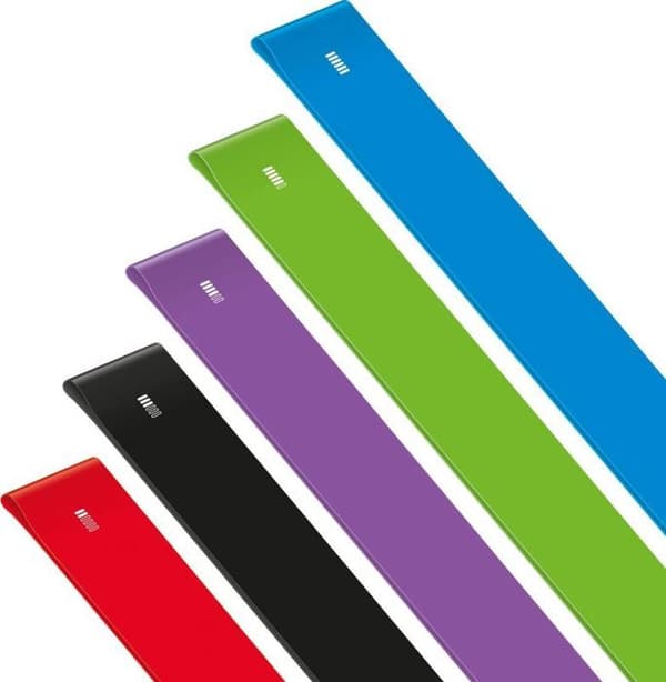 Rebel - RBA-3004 - Set med TPE träningsband 2m - Långt band Ls-1, 1-5 kg, 5 band, AKTIV