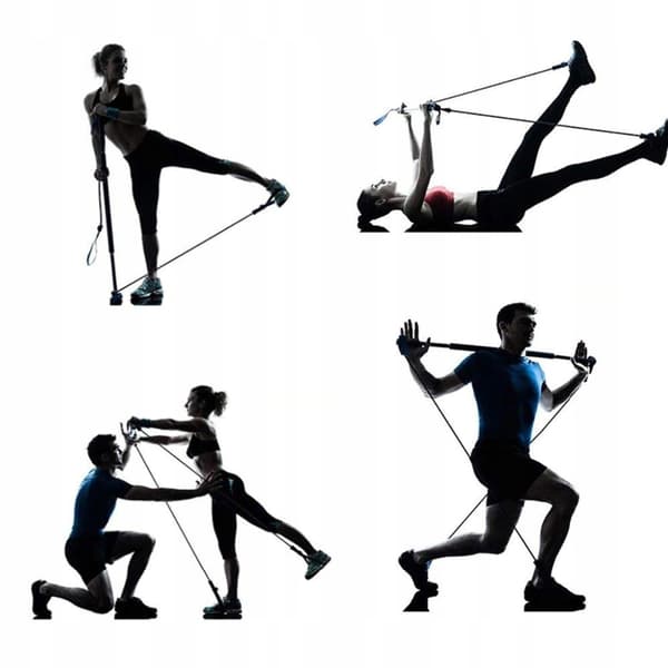 Træningsstang modstandsbånd Pilates Yoga Fit Blå