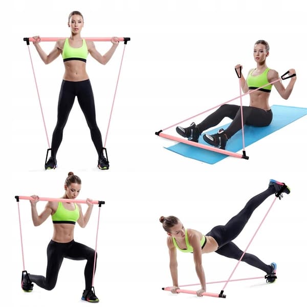 Træningsstang modstandsbånd Pilates Yoga Fit Blå