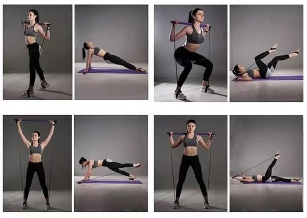 Træningsstang modstandsbånd Pilates Yoga Fit Blå
