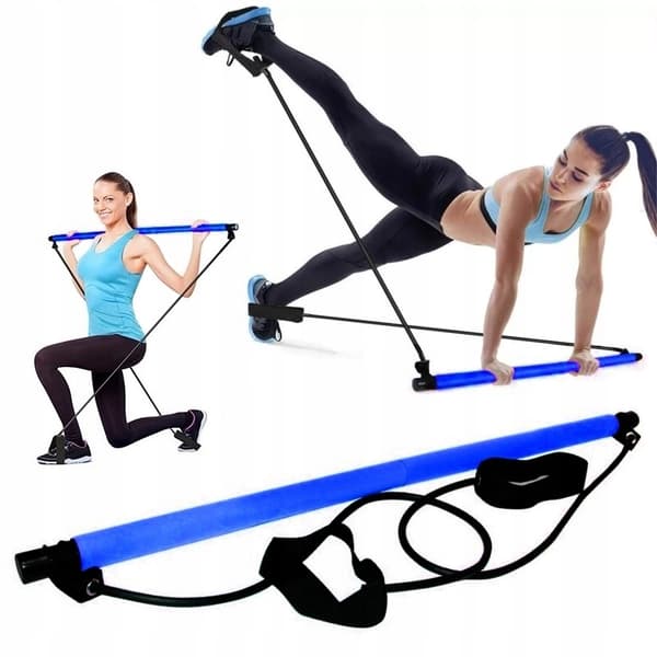 Træningsstang modstandsbånd Pilates Yoga Fit Blå